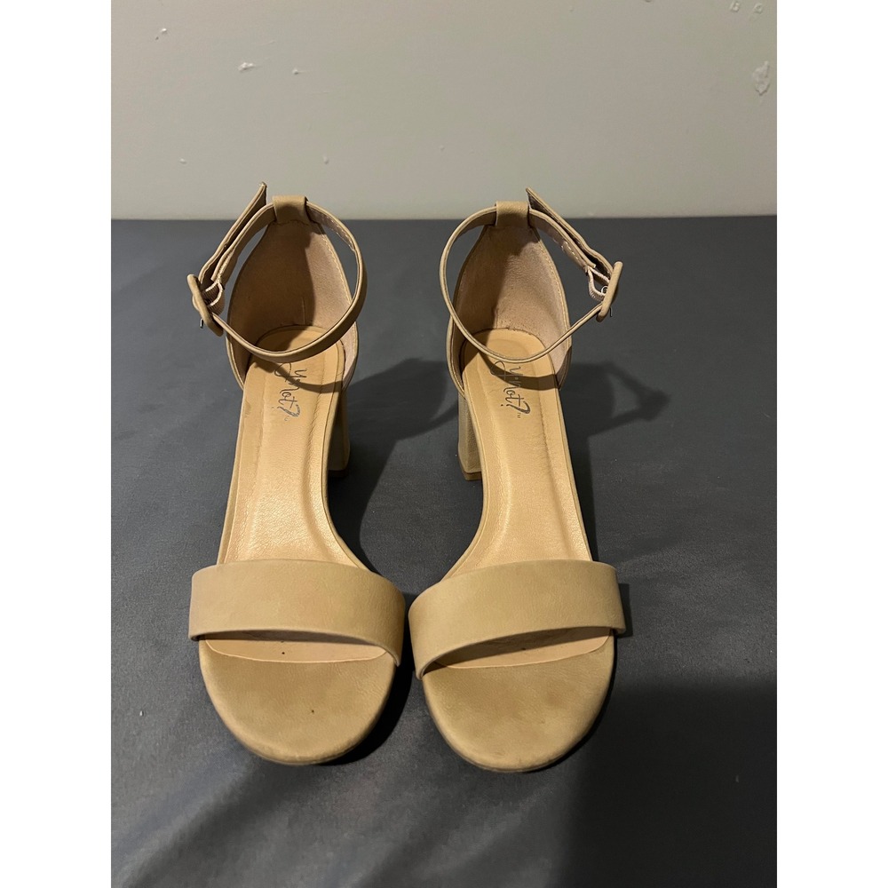 Y Not? Cake-S Natural Nude Block Heel Ankle Strap Sandals Womens‎ 8M